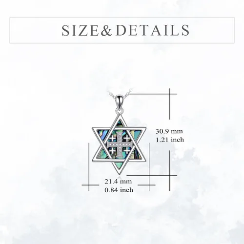 Miniatura 67 de YFN Collar de estrella de David de plata de ley, concha de abulón, árbol de la vida, joyería judía, regalos para mujeres y hombres