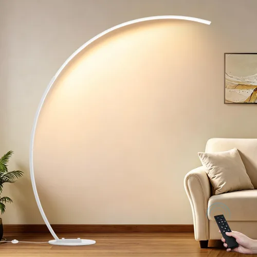 Lámparas LED de cobertura ultra ancha de 2000 lm para sala de estar con 3 temperaturas de color, lámparas de pie de arco regulables blancas, lámpara