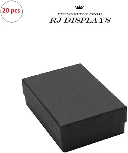 Miniatura 2 de RJ Displays - Paquete de 20 cajas de cartón negro mate relleno de algodón para regalo y venta al por menor, 3 x 2 x 1 pulgadas, tamaño #32 por R J