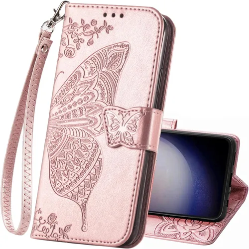 Miniatura 17 de Funda protectora de piel sintética para Samsung Galaxy S10e, con tapa y ranura para tarjetas, bolsillo en relieve, diseño de flores y mariposas