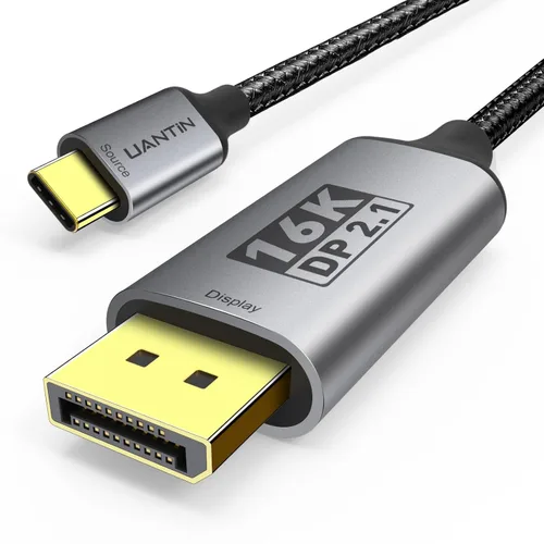 UANTIN Cable USB-C a DisplayPort 2.1 | 16K @30Hz 8K @120Hz 4K @240Hz 40Gbps Tipo C a puerto de pantalla [compatible con Thunderbolt 3/4/5] Cable DP