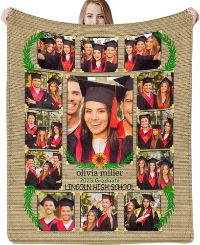 Miniatura 19 de Manta de sofá de graduación personalizada con imagen, manta personalizada para graduados para clase de 2023, personalizable con cualquier palabra