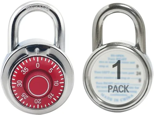 Candados de combinación con cuerpo de metal, uso en interiores para taquillas de gimnasio y casillero escolar, Rojo, paquete de 1