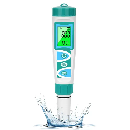Probador de pH H2 para botella de agua de hidrógeno Medidor TDS ORP para probar agua potable Medidor EC PPM para hidroponía de agua 6 en 1 pH H2 ORP