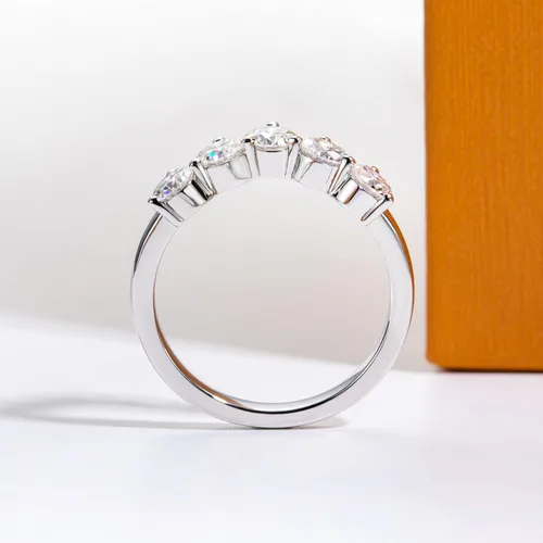 Miniatura 6 de Anillos de eternidad de moissanita, anillos de boda, color D, claridad VVS1, redondo, corte brillante, plata de ley 925, 56 piedras, anillos