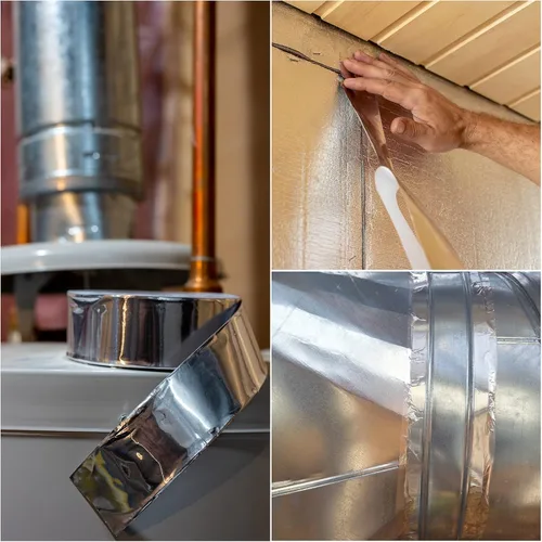 Miniatura 7 de MECCANIXITY Cinta de papel de aluminio, cinta de aluminio de 0.59 pulgadas x 65 pies (1.96 mil), cinta HVAC de alta temperatura, cinta de aluminio