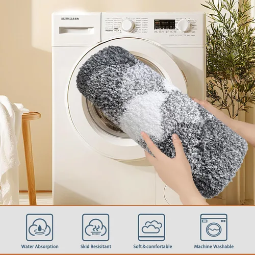 Miniatura 6 de Tapetes para baño, gruesos y absorbentes, antideslizantes, suaves y peludos, lavables a máquina (16 x 24 pulgadas, gris)