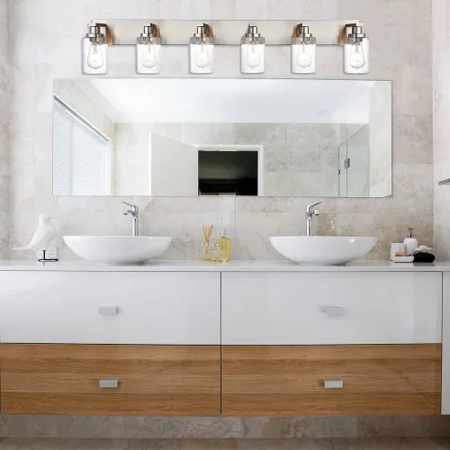 Miniatura 2 de Lámparas de baño con pantallas de vidrio semillado, 6 luces de tocador, montaje en pared, iluminación del hogar para cocina, sobre espejo Brused