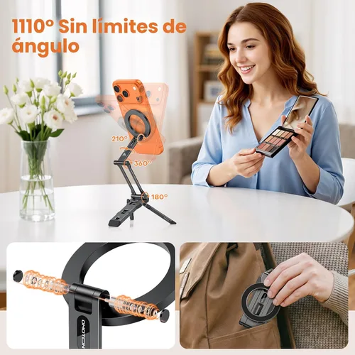 Miniatura 7 de OMOTON TP06 [Cordón equipado] para gancho de trípode MagSafe con parte trasera magnética y base Arca-Suiza, rotación de 360° con tornillo de 1/4