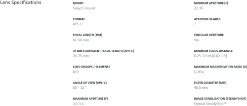 Miniatura 4 de Sony SELP1650 lente de zoom 16-50 mm (Renovado)