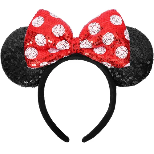 Miniatura 6 de UNSPAZ Diadema de orejas de ratón, orejas de ratón de lentejuelas para mujeres, niñas y niños, diadema de lazo brillante para decoración de fiesta