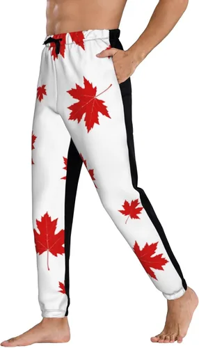 Miniatura 3 de ultaro Mens Joggers Sweatpants Red Maple Leaf Casual Pants Sports Jogging Trousers with Drawstring