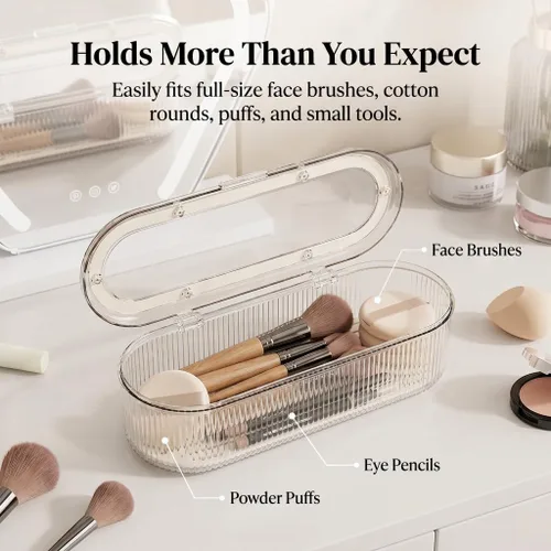 Miniatura 2 de Organizador de brochas de maquillaje, organizador de esponjas de maquillaje de acrílico transparente, estuche de almacenamiento de cosméticos
