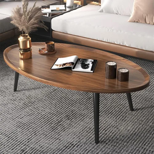 Miniatura 6 de Mesa de centro de madera rústica, mesa de centro ovalada de nogal, mesa de centro moderna para sofá, mesa auxiliar para sala de estar, hogar