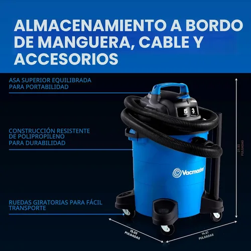 Miniatura 9 de Vacmaster Aspiradora húmeda/seca de 5 galones* 3 HP de potencia máxima – VOC507PF 0101