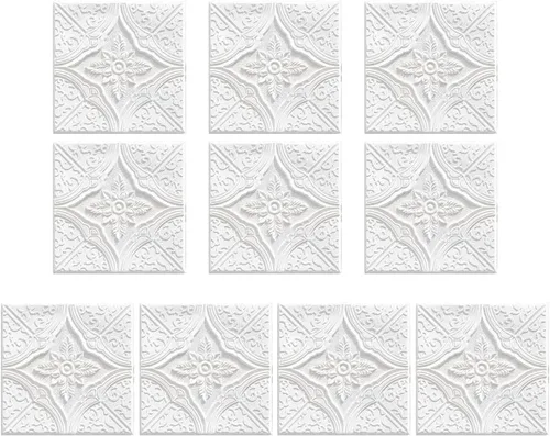 ECYC Ltd 10 paneles de pared de espuma 3D autoadhesivos de 13.78 x 13.78 x 0.12 pulgadas, paneles de pared de flores 3D para despegar y pegar,