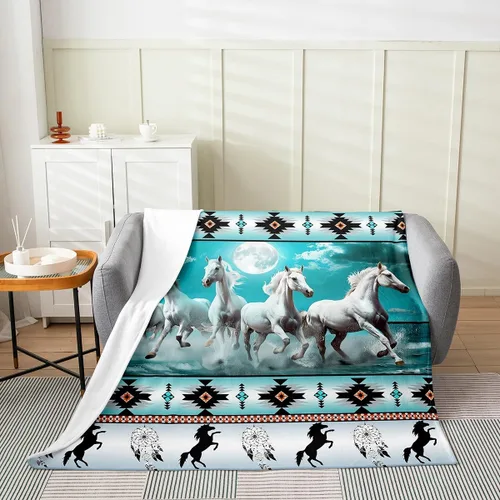 Miniatura 2 de Manta azteca con diseño tribal africano, con diseño de animales de granja, manta mullida con diseño de animales de granja y atrapasueños de tribu