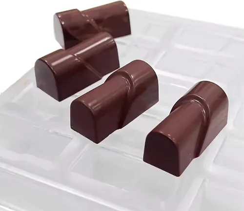 Miniatura 10 de Grainrain - Molde de policarbonato para chocolate, molde de barra de chocolate, 4 cavidades (19394)