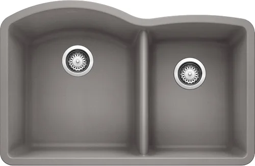 Miniatura 5 de BLANCO, Anthracite 440179 DIAMOND SILGRANIT 60/40 - Fregadero de cocina con doble cuenco con división baja, 32 x 21 pulgadas Antracita