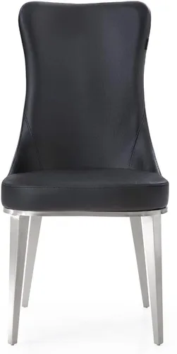Miniatura 5 de ZURI Modern Norma Silla de comedor - Negro con base de acero inoxidable cepillado