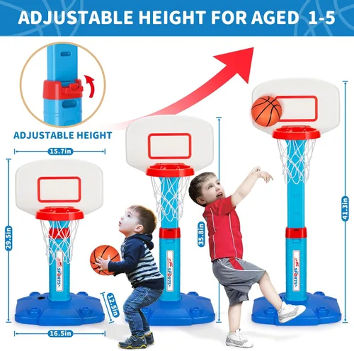 Miniatura 2 de Aro de Baloncesto para Niños Pequeños de Interior para Edades 1-3, Aros de Baloncesto Ajustables para Niños, Mini Aro de Baloncesto con 3 Pelotas