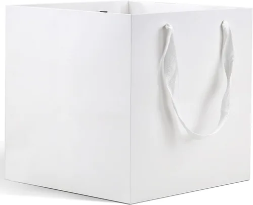 Miniatura 7 de HUAPRINT Bolsas de regalo de papel de mármol con asas, paquete de 12, bolsas de regalo cuadradas grandes de 10 x 10 x 10 pulgadas para compras