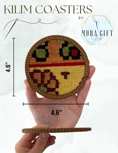Miniatura 7 de Kilim - Juego de posavasos de tela, juego de posavasos bohemios, posavasos del medio oeste, juego de posavasos de tela, auténtico kilim turco