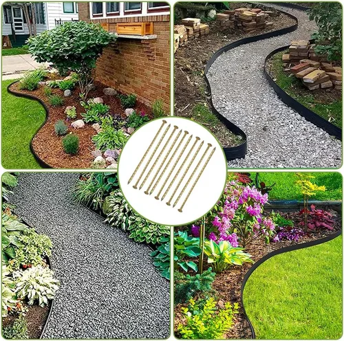 Miniatura 7 de Estacas de césped artificial galvanizadas, picos de paisaje en espiral de metal para bordes de pavimentación, 60 unidades, para exteriores, 11