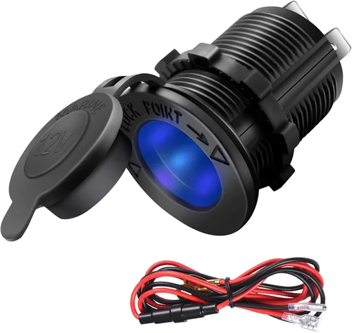 ZHSMS - Enchufe para encendedor de cigarrillos, automóvil, motocicleta, ATV, RV, enchufe para encendedor, toma de corriente, receptáculo de 12V, Azul