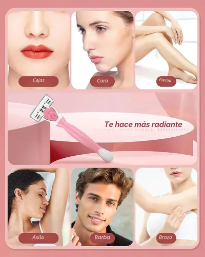 Miniatura 5 de Maquinillas de afeitar para mujer para piel sensible, 6 cuchillas para afeitar, incluyendo 1 maquinilla de afeitar de viaje para mujer con 12 Rosa