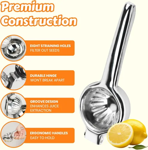 Miniatura 5 de Exprimidor de limón de acero inoxidable Exprimidor de mano resistente con tazón grande Prensa manual de cítricos premium Exprimidor