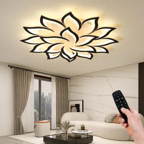 Miniatura 12 de JAYMP Lámpara de techo en forma de flor regulable moderna lámpara de techo con control remoto LED para dormitorio, sala de estar, comedor