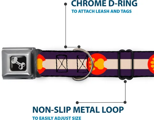 Miniatura 5 de Buckle-Down - Collar de perro con diseño de bandera de Colorado (13.0 – 18.0 in)