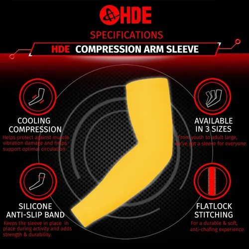 Miniatura 3 de HDE Mangas de compresión de brazo para niños, manga de tiro de baloncesto, deportes juveniles, protección solar, fútbol, béisbol, 1 par Amarillo