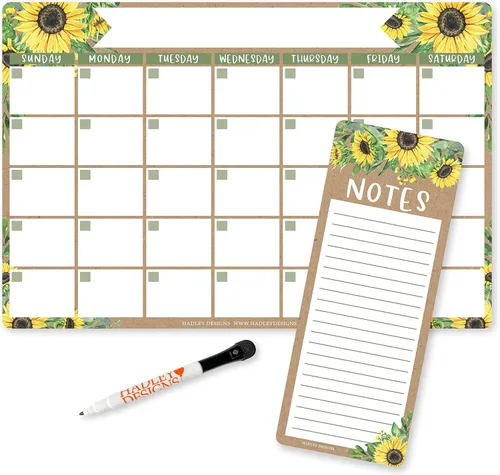 Miniatura 15 de Hadley Designs Calendario magnético grande vintage y pizarra de borrado en seco para refrigerador, calendario magnético de pizarra blanca, imán