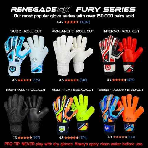 Miniatura 7 de Renegade GK Fury - Guantes de portero de alto rendimiento, protección antimicrobiana (tallas 6-11, 7 estilos, nivel 4), protectores de dedo Pro-Tek