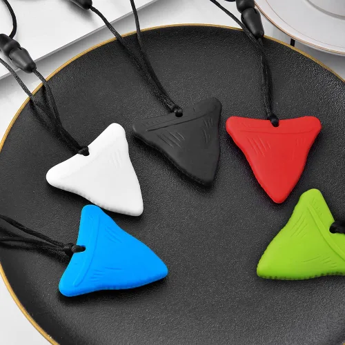 Miniatura 4 de 5 collares sensoriales masticables para niños sensoriales, collar de diente de tiburón, tratamiento de mordida de uñas para niños y adultos, YQZIYOU
