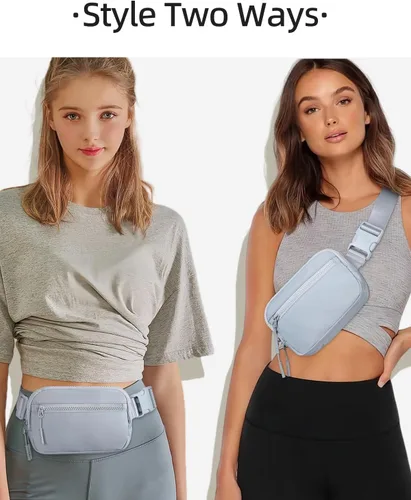 Miniatura 28 de WESTBRONCO Riñoneras para mujeres y hombres, bolsa para cinturón con bolsillos con cremallera, riñoneras modernas, bolsas cruzadas ligeras de 1