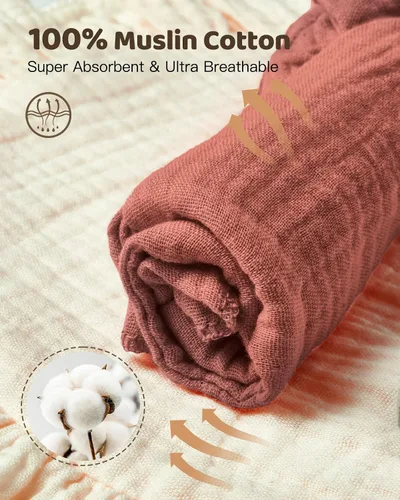 Miniatura 4 de Lictin Juego de 8 baberos de muselina para bebé - Baberos tipo bandana para babeo y dentición, de algodón unisex Marrón