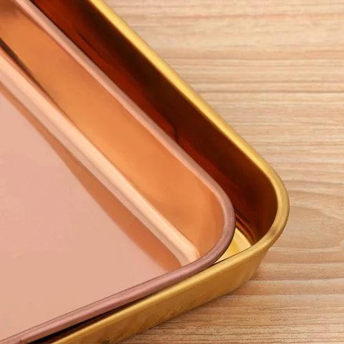 Miniatura 3 de Bandeja de acero inoxidable para mesa de café, plato de barbacoa, postre, plato de frutas, bandejas de desayuno, accesorios de cocina, oro rosa