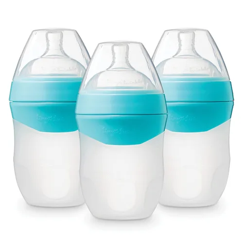 Miniatura 14 de Tiny Twinkle Biberón de silicona con agarre cómodo y pezón flexible suave, biberones suaves para recién nacidos y mayores (menta, 8 onzas)