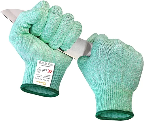 Miniatura 9 de Guantes Evridwear resistentes a los cortes, grado alimenticio nivel 5, protección de seguridad para la cocina (Pequeño, Rosa)