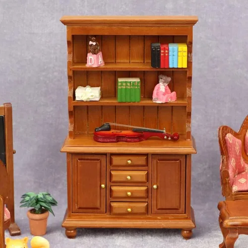 Miniatura 7 de AirAds - Casa de muñecas 1:12 en miniatura, muebles de madera (1 marrón oscuro)
