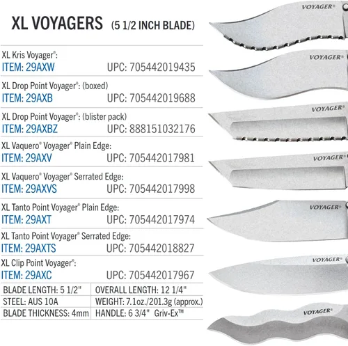 Miniatura 6 de COLD STEEL XL Voyager - Cuchillo plegable táctico de 5.5 pulgadas AUS10A de 5.5 pulgadas con mango Griv-Ex de 6.75 pulgadas, con bloqueo Tri-Ad