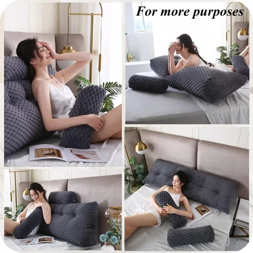 Miniatura 5 de Almohadas de cuña para cabecero + 2 almohadas enrollables para cabecero, cojín grande para reposo en cama, almohadas de lectura, almohadas