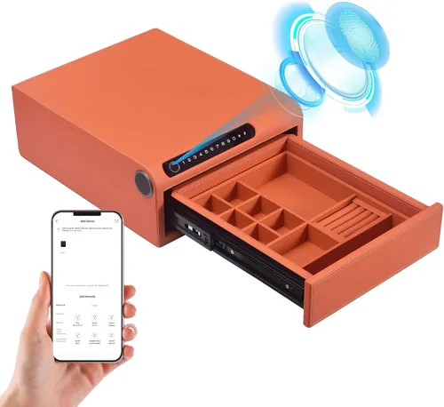 Miniatura 10 de Caja fuerte para joyas con cajones, biométrico de huellas dactilares, caja fuerte deslizante para pistolas, caja fuerte para almacenamiento de joyas