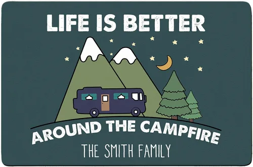 Miniatura 4 de Felpudo personalizado de Happy Campers RV – Tapete personalizado con nombre de la familia Home is Where We Park It; tapete para puerta de estilo 2
