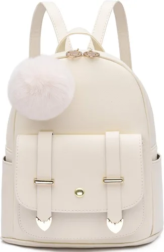 Miniatura 21 de I IHAYNER Mochila de moda para niñas, mini mochila para mujeres, adolescentes y niñas, monederos de piel sintética con pompón, bolsa de hombro