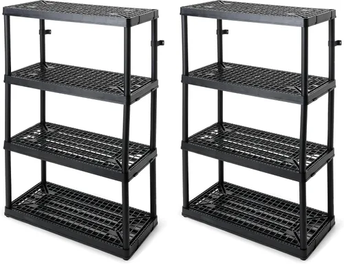 Gracious Living Paquete de 2 unidades de almacenamiento de 4 estantes de altura fija ventilada de alta resistencia de 18 x 36 x 54.5 pulgadas,