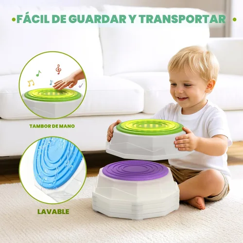 Miniatura 3 de Wee Wonders Piedras iluminadas y haz de equilibrio para niños, piedras de paso con música de piano, juego giratorio y 30 tarjetas, juguetes